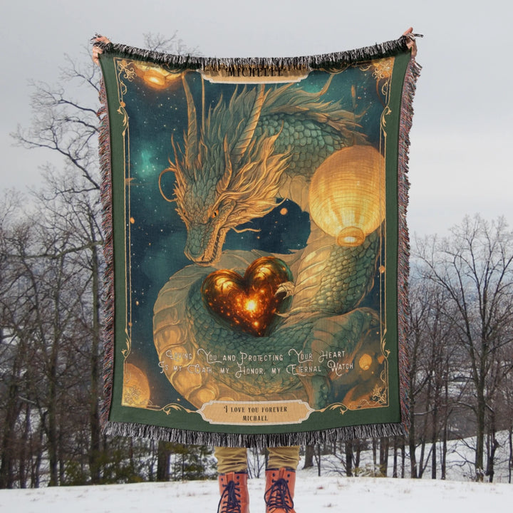 Fierce Love Dragon Personalized Heirloom Blanket - Lanternlight Guardian Edition