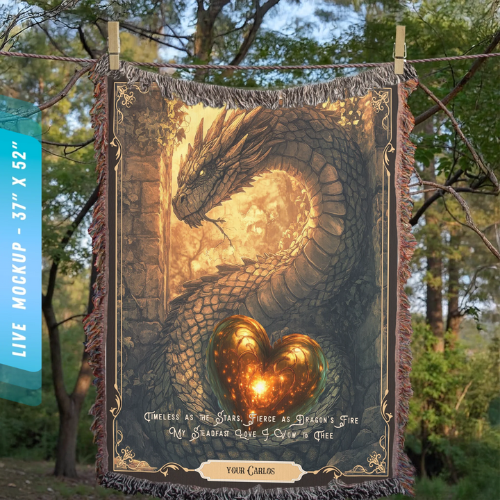 Fierce Love Dragon Personalized Heirloom Blanket - Fortress Heart Edition