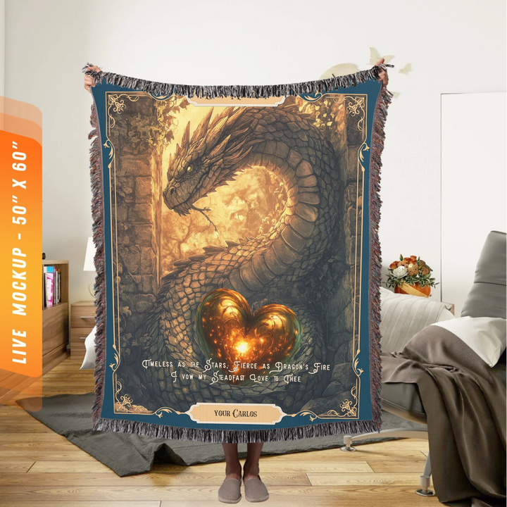 Fierce Love Dragon Personalized Heirloom Blanket - Fortress Heart Edition