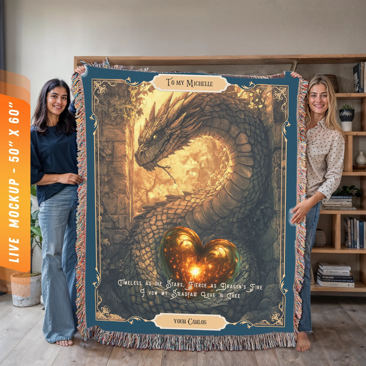 Fierce Love Dragon Personalized Heirloom Blanket - Fortress Heart Edition