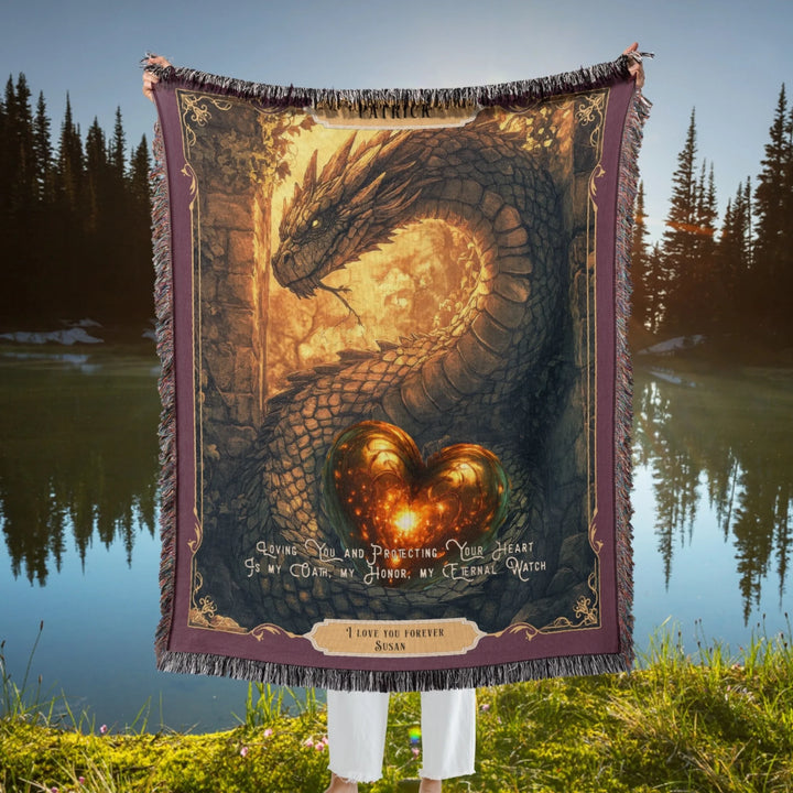 Fierce Love Dragon Personalized Heirloom Blanket - Fortress Heart Edition