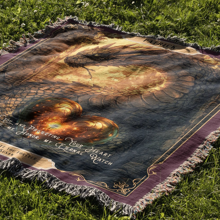 Fierce Love Dragon Personalized Heirloom Blanket - Fortress Heart Edition