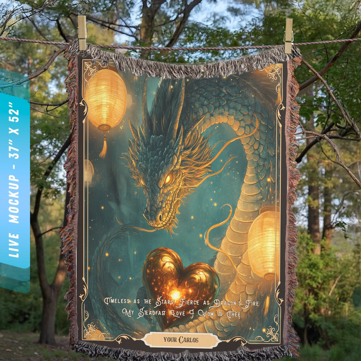 Fierce Love Dragon Personalized Heirloom Blanket - Heart Keeper Edition