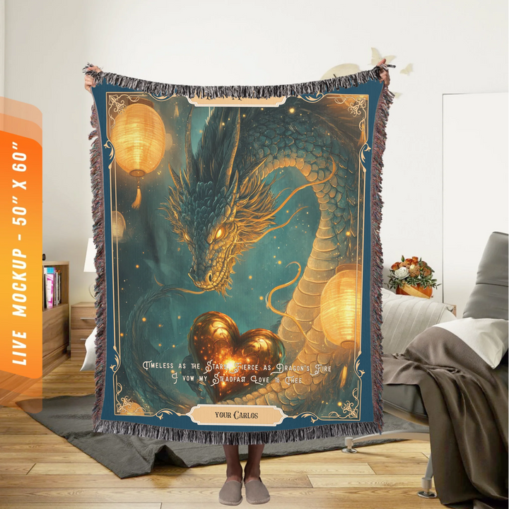 Fierce Love Dragon Personalized Heirloom Blanket - Heart Keeper Edition