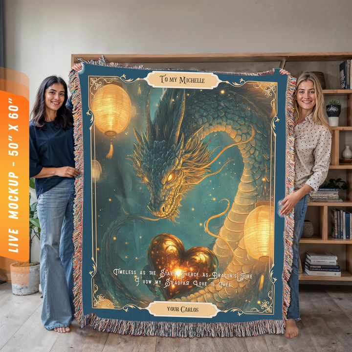 Fierce Love Dragon Personalized Heirloom Blanket - Heart Keeper Edition