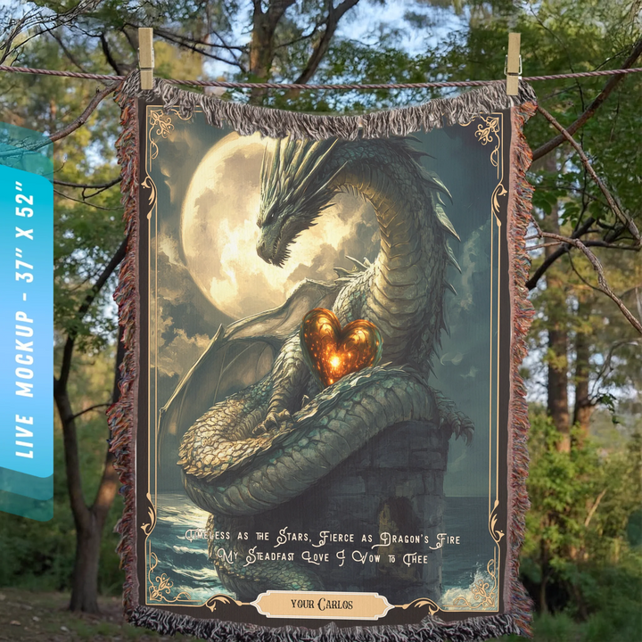 Fierce Love Dragon Personalized Heirloom Blanket - Eternal Moontides Edition