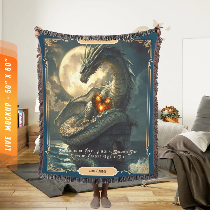 Fierce Love Dragon Personalized Heirloom Blanket - Eternal Moontides Edition