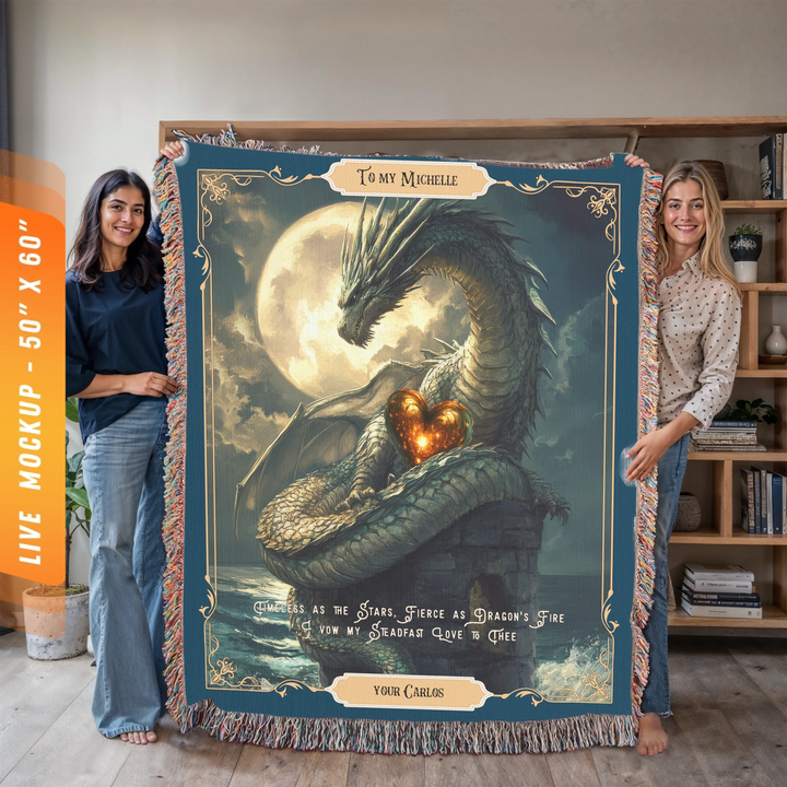 Fierce Love Dragon Personalized Heirloom Blanket - Eternal Moontides Edition