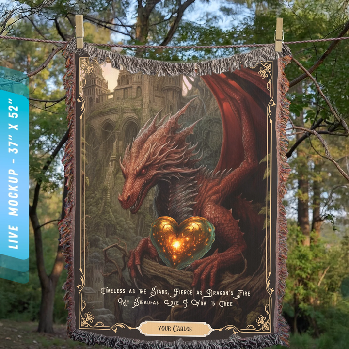 Fierce Love Dragon Personalized Heirloom Blanket - Crimson Guardian Edition