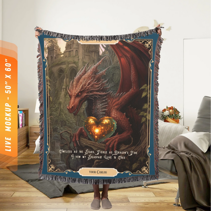 Fierce Love Dragon Personalized Heirloom Blanket - Crimson Guardian Edition