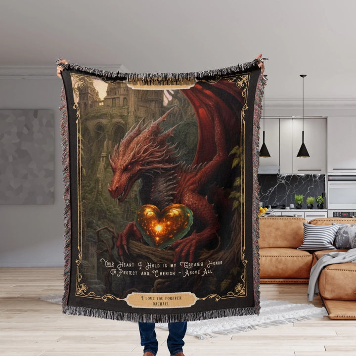 Fierce Love Dragon Personalized Heirloom Blanket - Crimson Guardian Edition