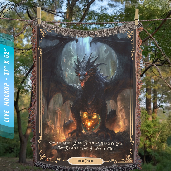 Fierce Love Dragon Personalized Heirloom Blanket - Cavern Sentinel Edition