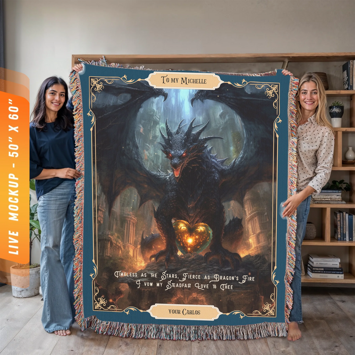 Fierce Love Dragon Personalized Heirloom Blanket - Cavern Sentinel Edition