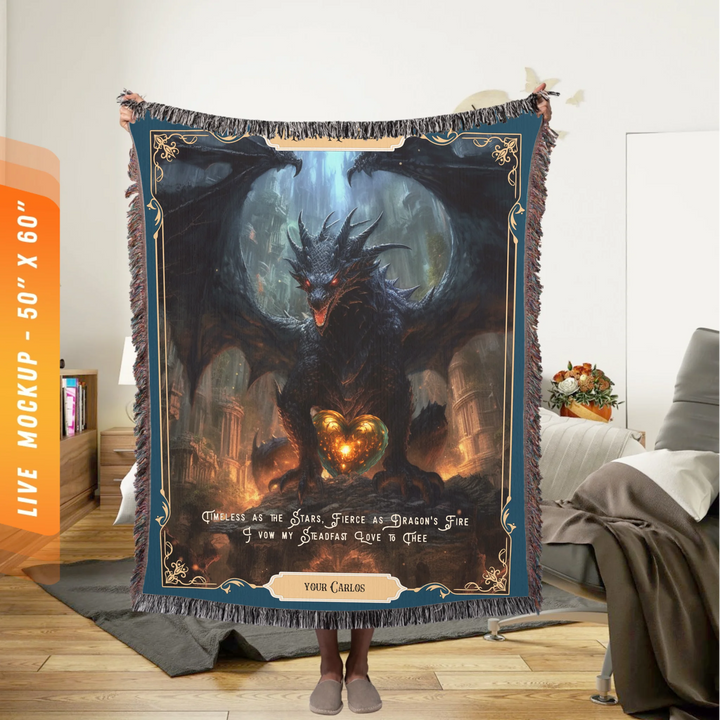 Fierce Love Dragon Personalized Heirloom Blanket - Cavern Sentinel Edition