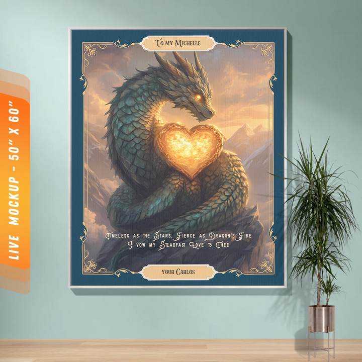 Fierce Love Dragon Personalized Heirloom Blanket - Flaming Heart Edition
