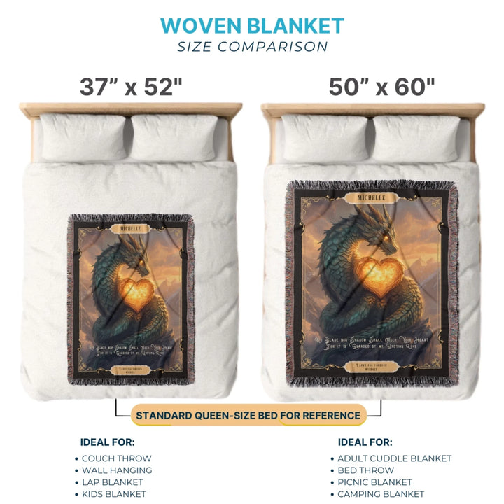 Fierce Love Dragon Personalized Heirloom Blanket - Flaming Heart Edition