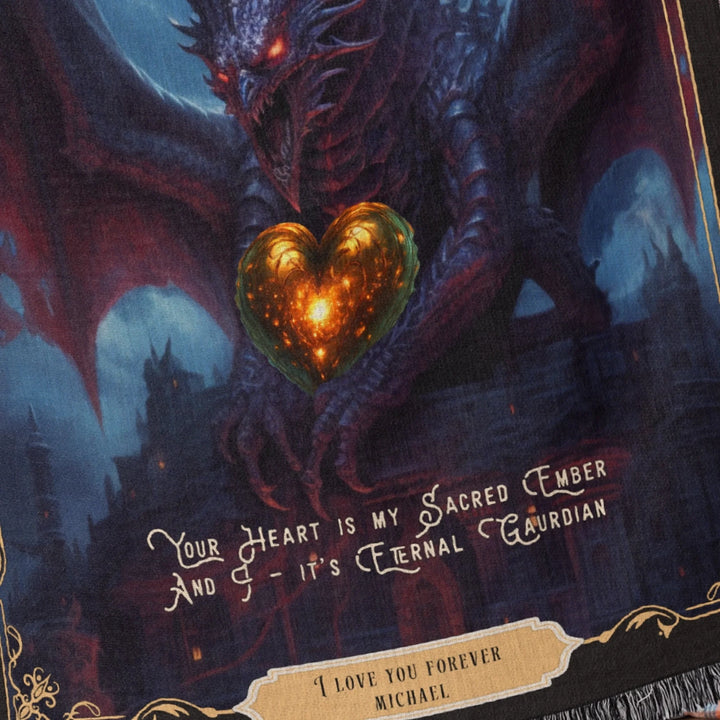Fierce Love Dragon Personalized Heirloom Blanket - Moonveil Sentinel Edition