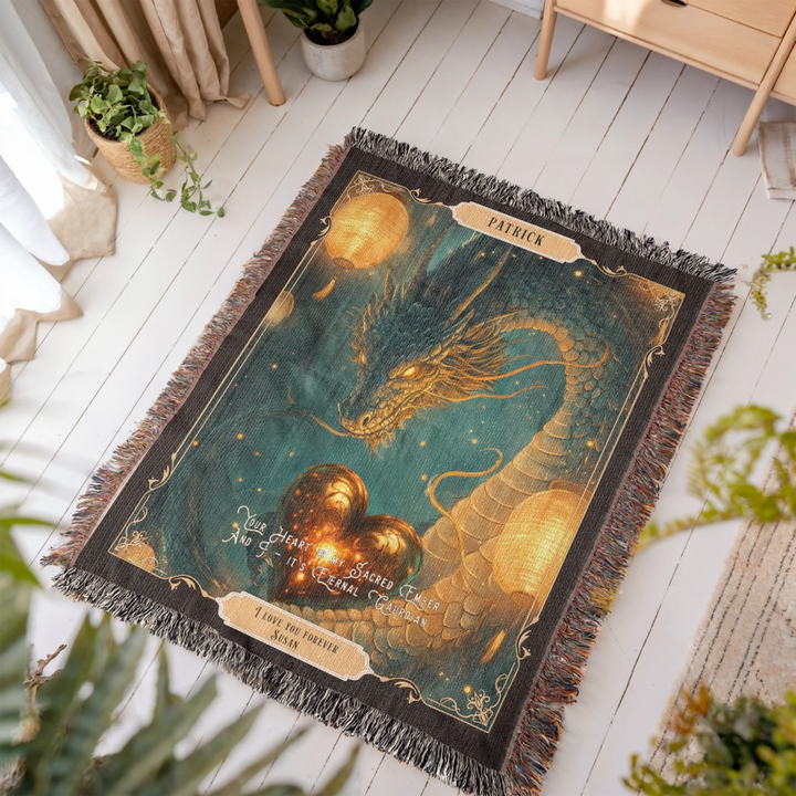 Fierce Love Dragon Personalized Heirloom Blanket - Heart Keeper Edition