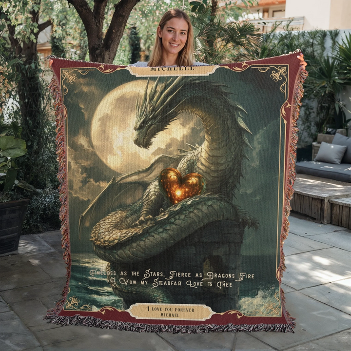 Fierce Love Dragon Personalized Heirloom Blanket - Eternal Moontides Edition