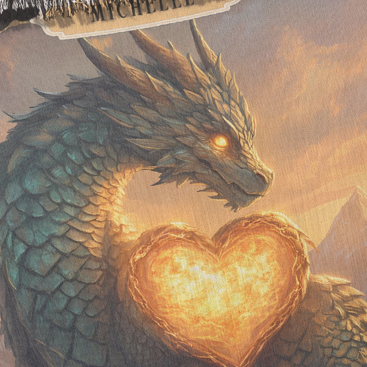 Fierce Love Dragon Personalized Heirloom Blanket - Flaming Heart Edition