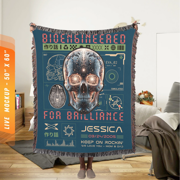 Bio-Engineered for Brilliance Personalized Heirloom Blanket - Cyborg Edition