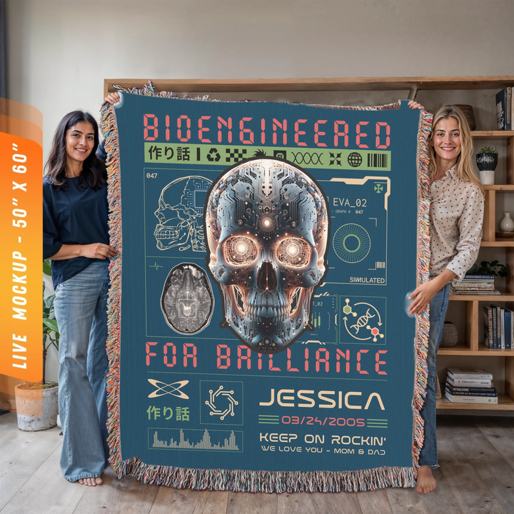Bio-Engineered for Brilliance Personalized Heirloom Blanket - Cyborg Edition