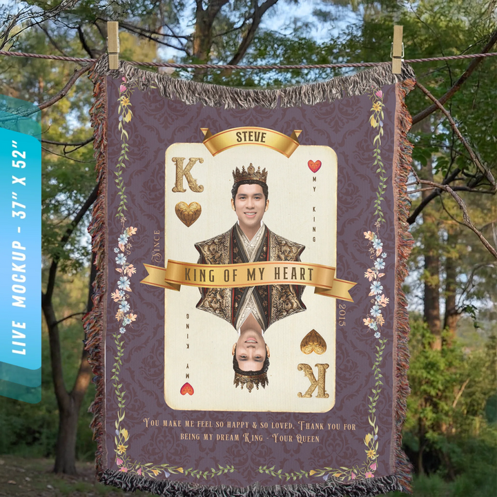 King of My Heart Playing Card Personalized Heirloom Blanket - Asian Aristocracy