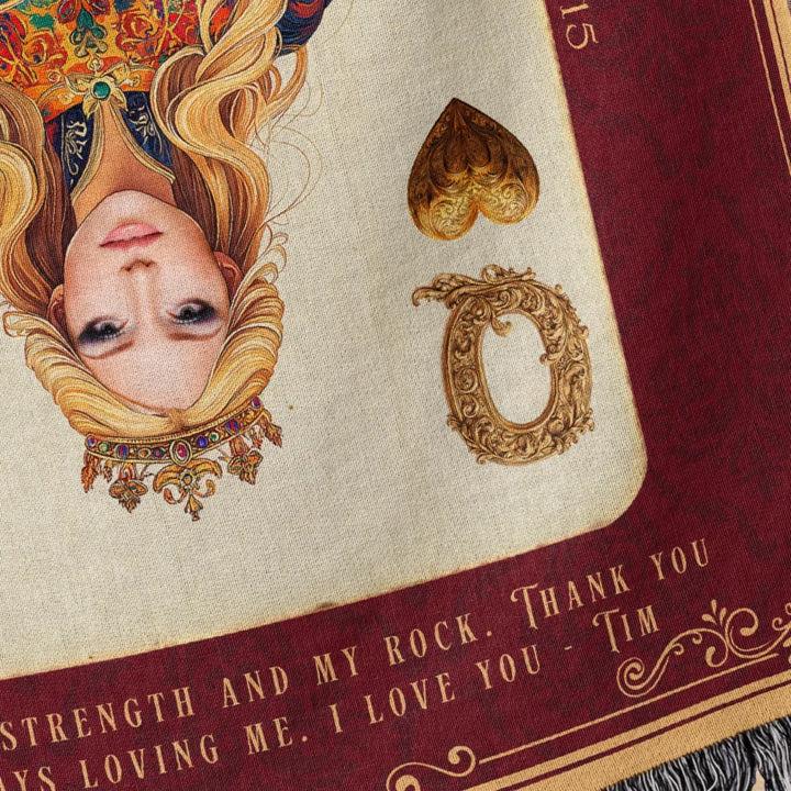 Queen of My Heart Playing Card Personalized Heirloom Blanket - Euro Regality
