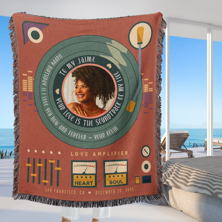 Vinyl Love Personalized Heirloom Blanket (with Photo)