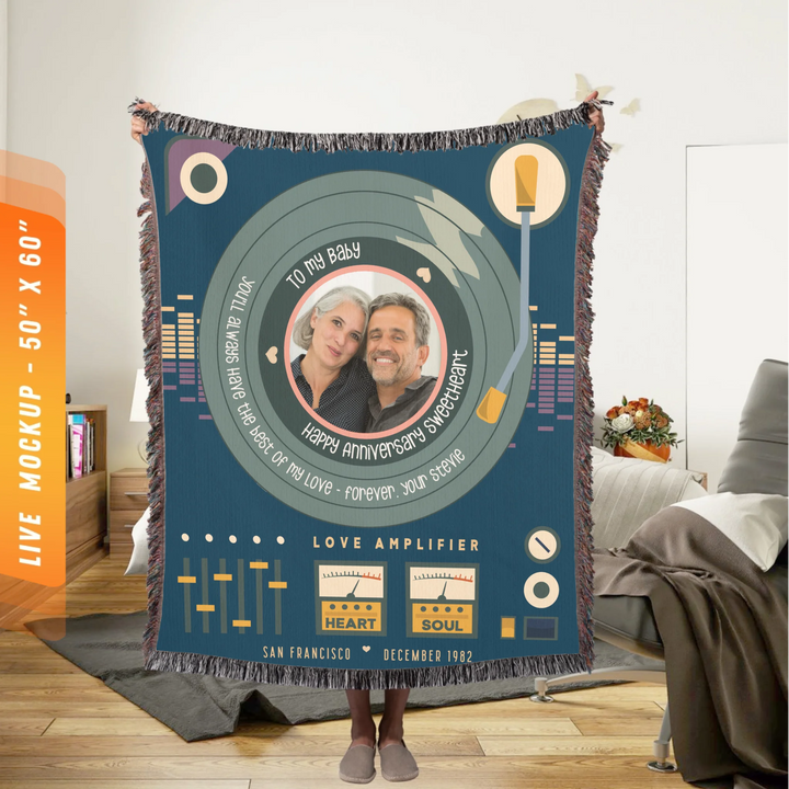 Vinyl Love Personalized Heirloom Blanket (with Photo)