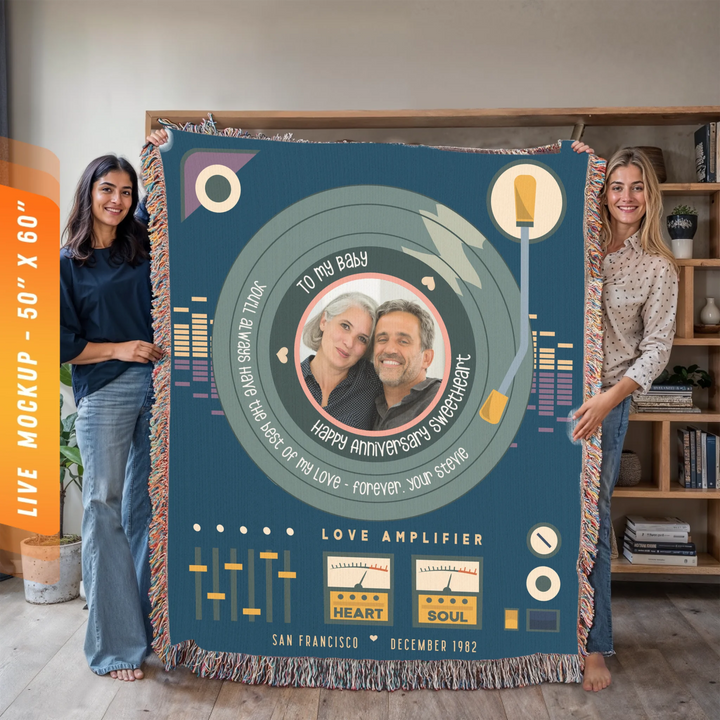 Vinyl Love Personalized Heirloom Blanket (with Photo)